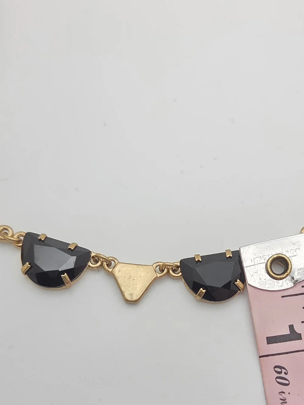 Madewell NWT Black Faceted Half-Moon Statement Necklace Gold Tone 19” - Picture 16 of 16